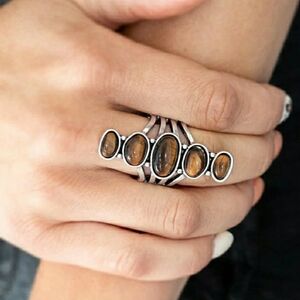 Elegant Silver and Brown Stone Ring